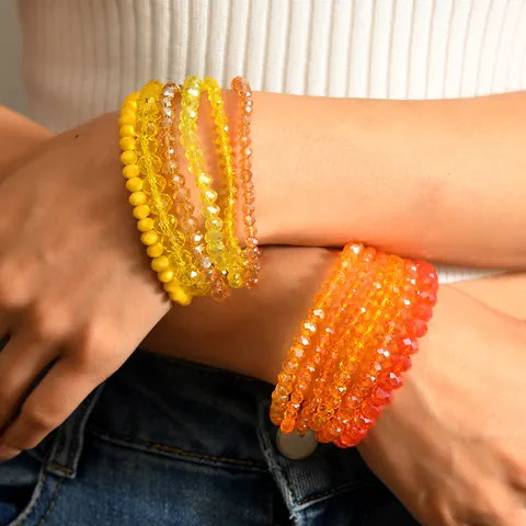 Bracciale Elastico da Donna con Perline di Cristallo Sfaccettate in Stile Bohemien Gioielli alla Moda Fatti a Mano Regalo