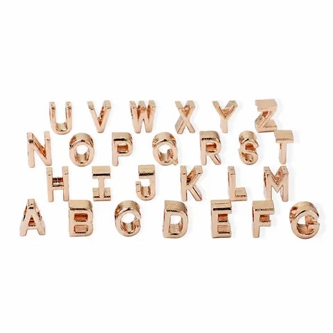 Rose Gold Alphabet Letter Beads Large Hole Alloy Charms For Bracelet Necklace Jewelry Making DIY Personalized Initials