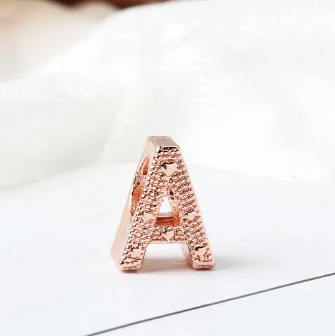 Abalorios de Letras del Alfabeto en Aleación Oro Rosa Accesorios de Joyería DIY para Pulseras Collares Letras A-Z Mujer