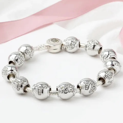Dijes de Zodiaco de Aleación con Strass Cuentas de Constelación Plateadas Doce Signos para Creación de Joyas Pulsera DIY