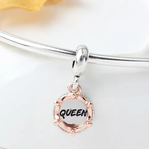 Rose Gold Silver Alloy Queen Crown Charm Pendant For Women DIY Bracelet Necklace Accessories Fashion Jewelry