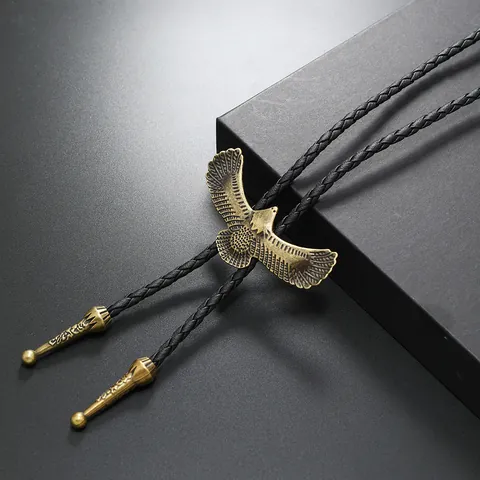 Vintage Adler Legering PU Leer Bolo Tie Western Cowboy Punk Hanger Ketting Voor Mannen Vrouwen Retro Sieraden Cadeau