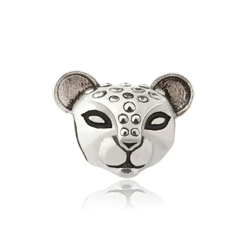 Vintage Legierung Leopardenkopf Perlen Silber Gepard Tier Charm Für DIY Armband Halskette Herstellung Damen Schmuck
