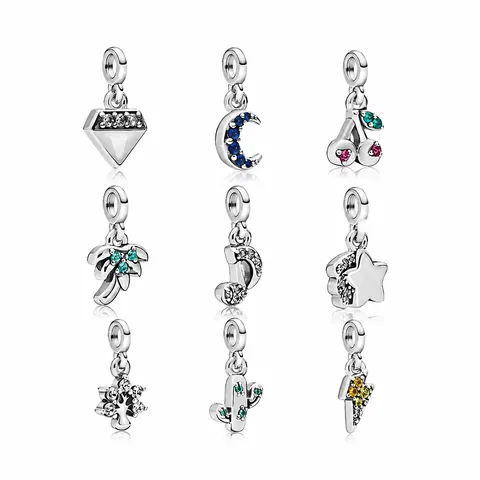 Ciondoli in Lega di Zirconia per Fai da Te Creazione Gioielli Strass Colorati Luna Crescente Fulmine Palma Stella Cactus