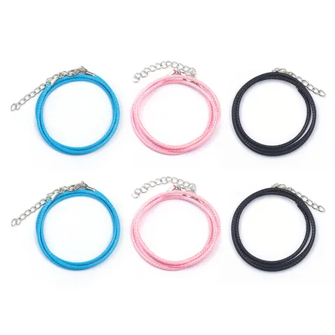 Leather Cord Necklace Pink Blue Black Woven Rope With Alloy Lobster Clasp And Extension Chain For DIY Jewelry Making Women Jewelry Accessory