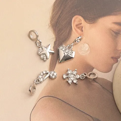 Dijes de Aleación de Zirconia para Fabricación de Joyería DIY Estrás Colorido Luna Creciente Rayo Palmera Estrella Cactus