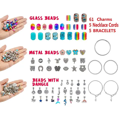 Kids DIY Jewelry Making Kit For Girls Unicorn Mermaid Enamel Pendant Beads Bracelet Necklace Colorful Craft Assortment