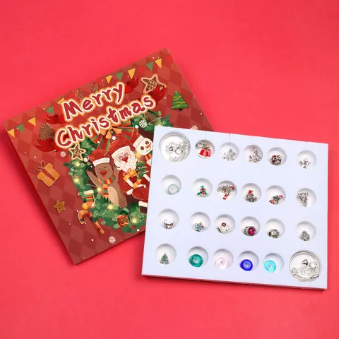 Christmas Advent Calendar Jewelry Blind Box For Women Girls DIY Alloy Charm Bracelet Making Kit With Santa Elk Pendants Festive Holiday Gift
