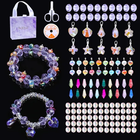 DIY Kristallperlen Armband Bastelset Für Mädchen Legierung Schmuck Kollektion Herz Schmetterling Anhänger Geschenkbox Kinder