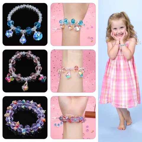 DIY Kristallperlen Armband Bastelset Für Mädchen Legierung Schmuck Kollektion Herz Schmetterling Anhänger Geschenkbox Kinder