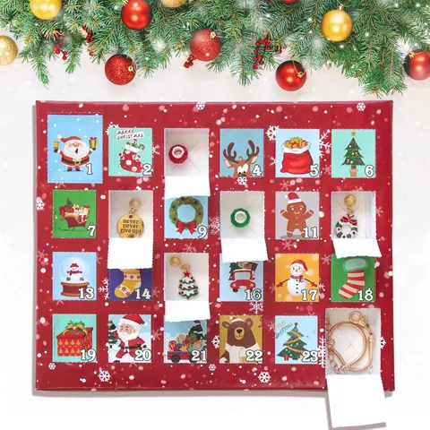 Kerst Adventskalender DIY Armband Kit Kinderen Zinklegering Bedels Sieraden Cadeau Kerstman Sneeuwpop Rendier Boom