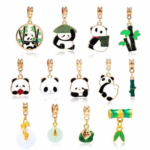 Ciondoli in Lega di Smalto a Forma di Panda Bambù Zongzi per la Creazione di Gioielli Bracciali Collane Fai da Te Accessori per Bambini