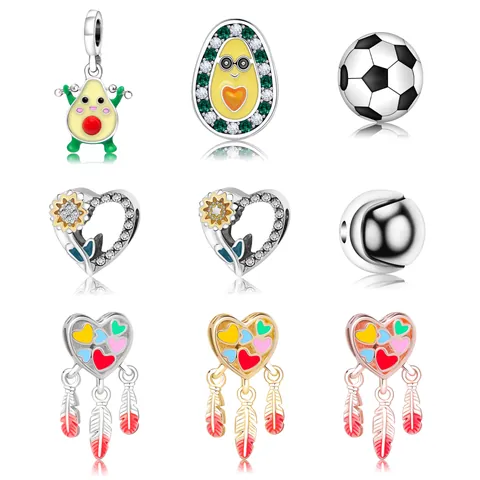 Amuletos de Aleación Esmaltados en Forma de Corazón Aguacate Atrapasueños para Bricolaje Pulsera Collar Creación de Joyas Colgantes Incrustados de Zirconia para Mujeres