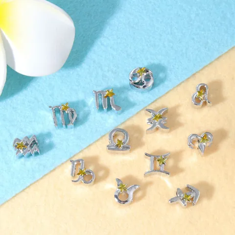 12 Signos del Zodiaco Cuentas de Dijes de Aleación DIY Con Estrella Amarilla Para Pulsera Collar Accesorios de Joyería