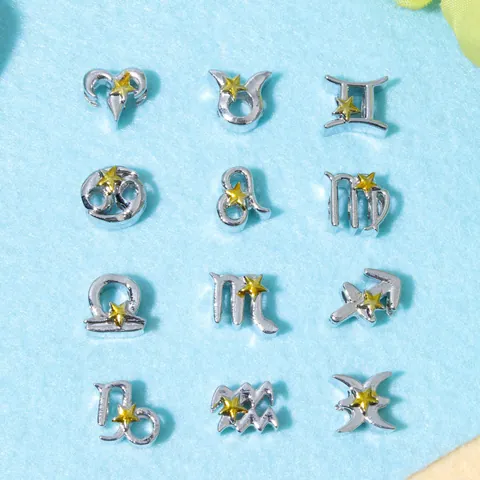 12 Signos del Zodiaco Cuentas de Dijes de Aleación DIY Con Estrella Amarilla Para Pulsera Collar Accesorios de Joyería