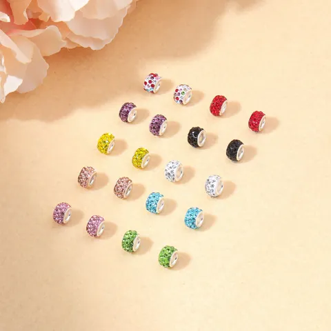 Cuentas Espaciadoras Europeas De Orificio Grande De Aleación De Diamantes De Imitación Para Fabricación De Joyas Bricolaje Pulseras Collares