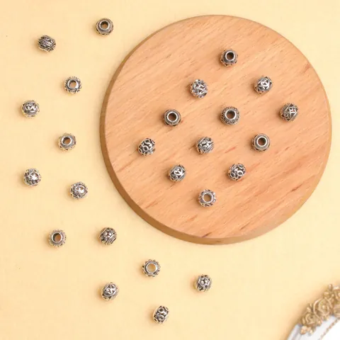 Vintage Antique Silver Alloy Hollow Large Hole Beads DIY Jewelry Bracelet Necklace Spacer Charm Heart Butterfly Pattern
