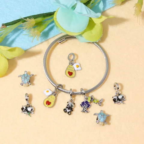 Zinc Alloy Enamel Panda Turtle Avocado Fried Egg Charms Pendants For DIY Jewelry Making Bracelets Necklaces Accessories