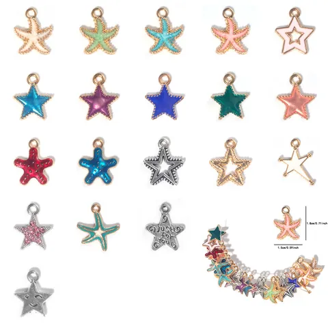 Dijes de Aleación de Estrella de Mar y Estrella Colorida para Fabricación Joyas DIY Colgante Solo Sin Cadena de Esmalte para Collar Pulsera Joyería