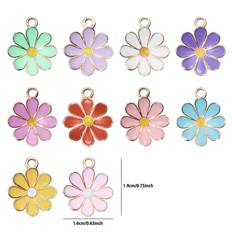 Colgantes de Margarita de Aleación y Esmalte Dijes Florales Coloridos para DIY Pulsera Collar Fabricación de Joyas Mujer
