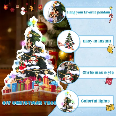 Christmas Advent Calendar DIY Bracelet Jewelry Set Zinc Alloy Charms 3D Paper Tree Stand Santa Reindeer Holiday Gift Box