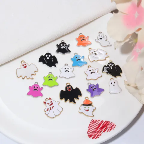 Halloween Φάντασμα Γάτα Σμάλτο Κράμα Ψευδαργύρου Γούρια για DIY Κοσμήματα Βραχιόλι Κολιέ Μενταγιόν Είδη Πάρτι Halloween