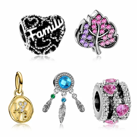 DIY Zinc Alloy Zirconia Tree Of Life Dreamcatcher Charms For Bracelet Necklace Making Family Love Heart Leaf Beads Jewelry Accessories