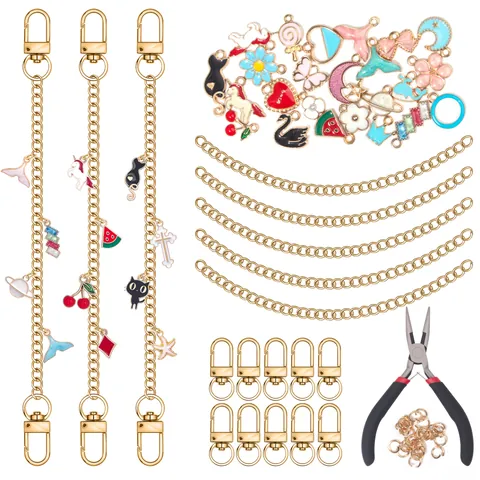 DIY Schmuckherstellungs Set Für Mädchen Damen Handtaschen Anhänger Taschenketten Legierung Emaille Anhänger Mit Zange Bastelbedarf