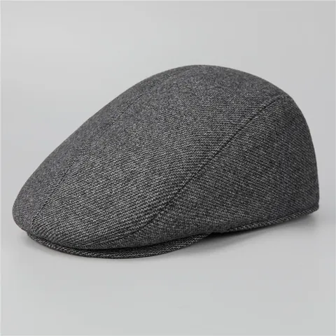 Herren Winter Schiebermütze mit Ohrenschützer Wollmischung Warm Fischgrät Newsboy Hut für Ältere Herren Klassische Thermische Mütze
