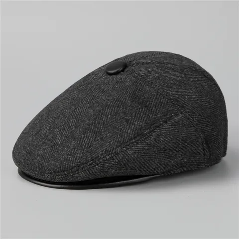Coppola Vintage in Lana a Spina di Pesce da Uomo Con Paraorecchie Cappello Invernale Caldo per Anziani Nonno Papà