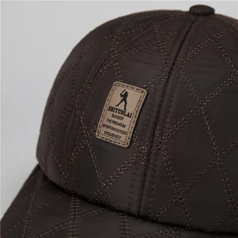 Herren Winter Warm Gesteppte Baseballkappe Verdickter Ohrenschutz Hut Winddicht Baumwollmischung Outdoor Opa Hut