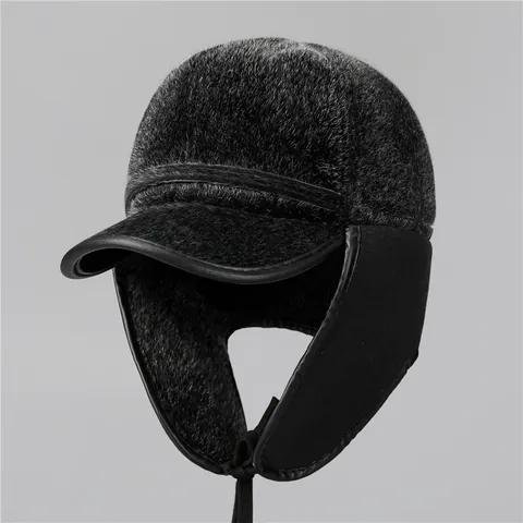 Colbacco Invernale da Uomo Caldo in Pelliccia Sintetica Con Paraorecchie Antivento Cappello Lei Feng per Freddo Esterno Regalo Anziani