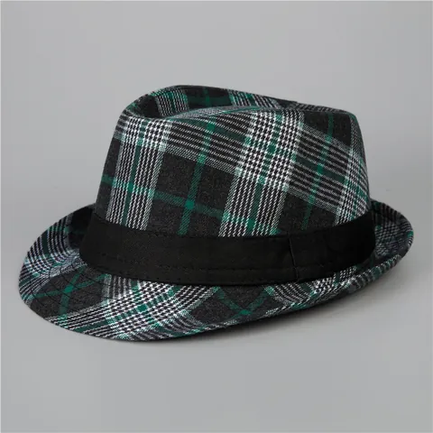 Classico Cappello Fedora a Quadri per Uomo Donna Vintage Britannico Trilby Jazz Hat Con Decorazione a Nastro Cappello Gentleman Casual