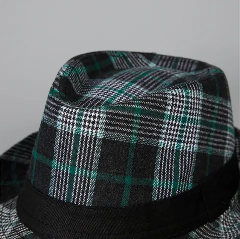 Classico Cappello Fedora a Quadri per Uomo Donna Vintage Britannico Trilby Jazz Hat Con Decorazione a Nastro Cappello Gentleman Casual