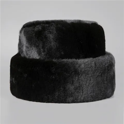 Men Faux Fur Winter Hat And Scarf Warm Russian Pillbox Hat Faux Mink Fur Scarf For Elderly Men Black Winter Accessories