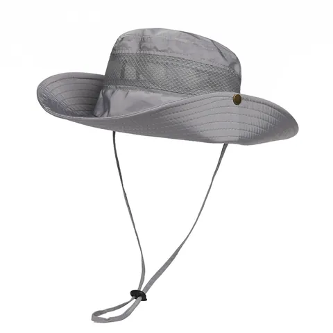 Outdoor Sun Protection Bucket Hat For Men Women Breathable Mesh Wide Brim Waterproof Fishing Hat With Adjustable Wind Rope