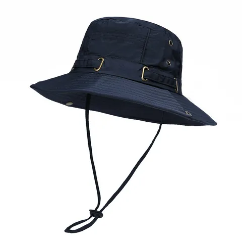 Outdoor Sun Protection Fisherman Hat For Men Quick Dry Wide Brim Boonie Hat With Adjustable Windproof Rope For Fishing Hiking Camping