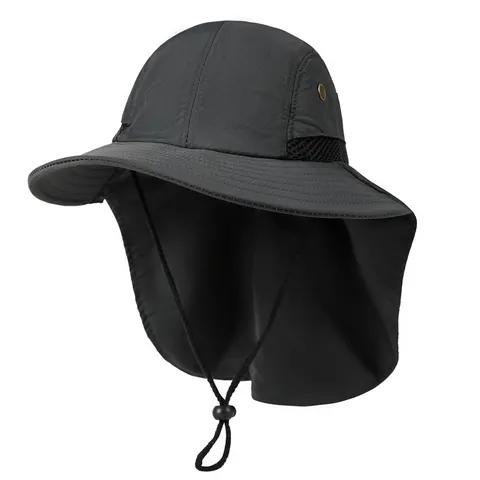 Cappello da Pescatore Protezione Solare Con Coprinuca Tesa Larga Asciugatura Rapida Traspirante Regolabile Outdoor Escursionismo Safari Per Uomo Donna