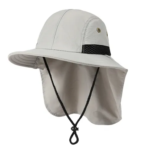 Cappello da Pescatore Protezione Solare Con Coprinuca Tesa Larga Asciugatura Rapida Traspirante Regolabile Outdoor Escursionismo Safari Per Uomo Donna