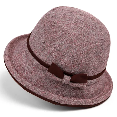 Damen Eleganter Polyester Fischerhut Schleife Glockenhut Faltbar Atmungsaktiv Sonnenschutz Kappe Täglich Reisen Outdoor