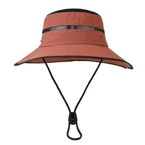 Outdoor Wide Brim Sun Hat Men Women Breathable Mesh Fishing Hat UV Protection Foldable Boonie Hat With Adjustable Chin Strap