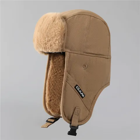 Colbacco Invernale Unisex In Tela Di Cotone Fodera In Pelliccia Sintetica Caldo Antivento Cappello Da Aviatore Per Uomo Donna