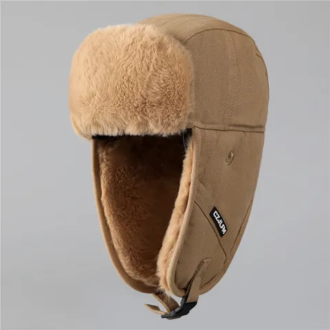 Colbacco Invernale Unisex In Tela Di Cotone Fodera In Pelliccia Sintetica Caldo Antivento Cappello Da Aviatore Per Uomo Donna