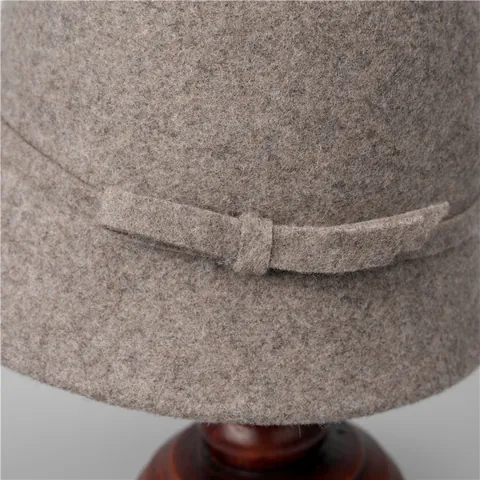 Vintage Wool Blend Cloche Hat For Women French Style Winter Warm Bucket Hat With Bow Decoration Solid Color Elegant Ladies Hat