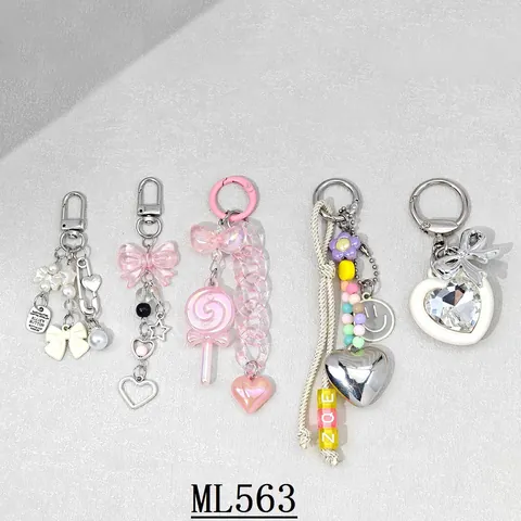 Ins Stijl Acryl Telefoonbedel Sleutelhanger Voor Vrouwen Meisjes Zoete Roze Strik Hart Lolly Strass Tas Hanger Accessoires Sieraden Cadeau