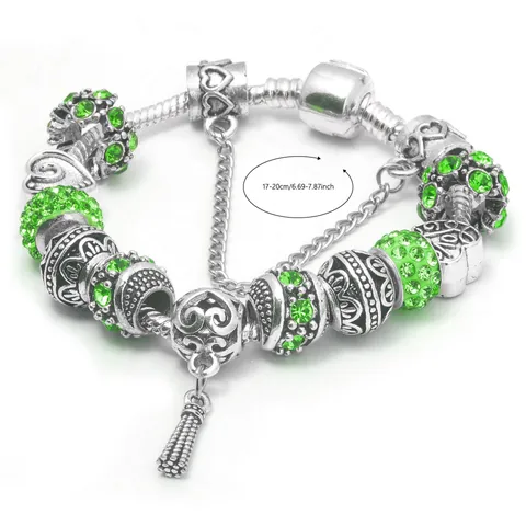 Braccialetto Vintage Placcato Argento Con Ciondoli Per Donna Perline Cuore Strass DIY Bracciale Catena Serpente Con Ciondolo Nappa Gioielli Regalo