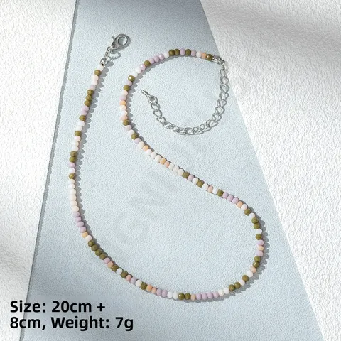 Collar de Gargantilla Minimalista de Cuentas de Acrílico para Mujer Cadena Multicolor con Cierre de Langosta y Extensión Ajustable