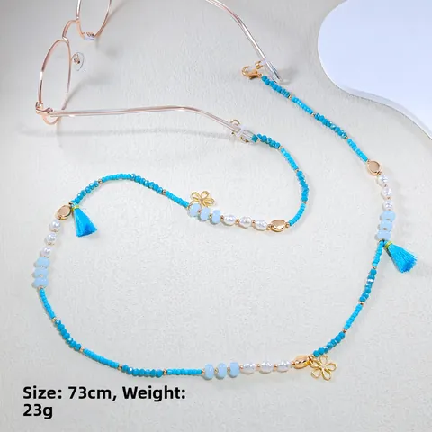 Cadena para Gafas Hecha a Mano para Mujer Flores de Acrilico Perlas de Vidrio Antideslizante Cordón para Gafas de Sol