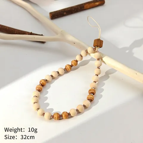 Vintage Maillard Houten Kralen Telefoonkoord Boheems Handgemaakt Houten Kralen Telefoonketting Band Voor Vrouwen Anti-verlies Decoratie