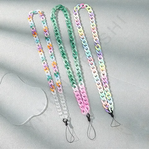 Kleurrijke Acryl Telefoonketting Lange Crossbody Nekkoord Riem Voor Dames Anti-verlies Mode Macaron Stijl Mobiele Riem